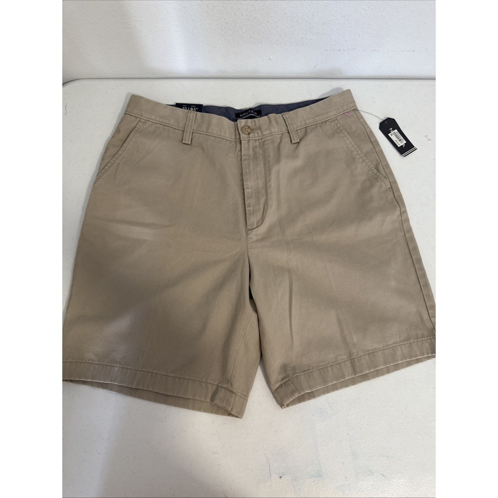 Nautica Deck Shorts Mens 33W Khaki Tan Classic Fit Cotton Casual Chino - Picture 2 of 11